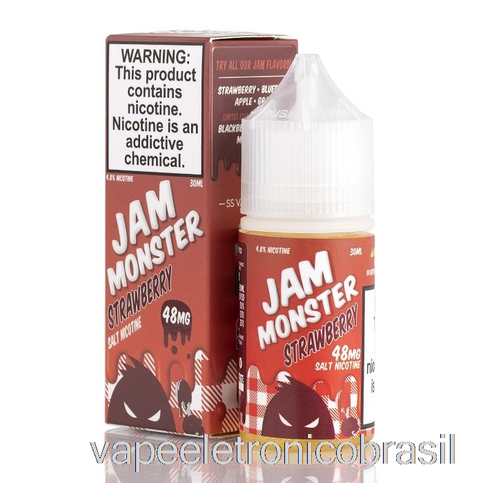 Vape Recarregável Morango - Jam Monster Salts - 30ml 24mg